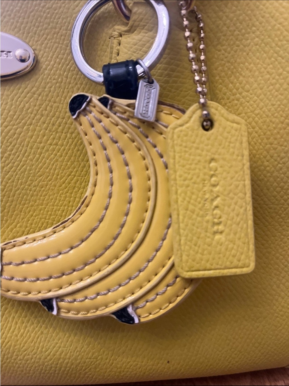 Coach Yellow Leather Satchel with Banana Charm Keyring - Picture 2 of 9